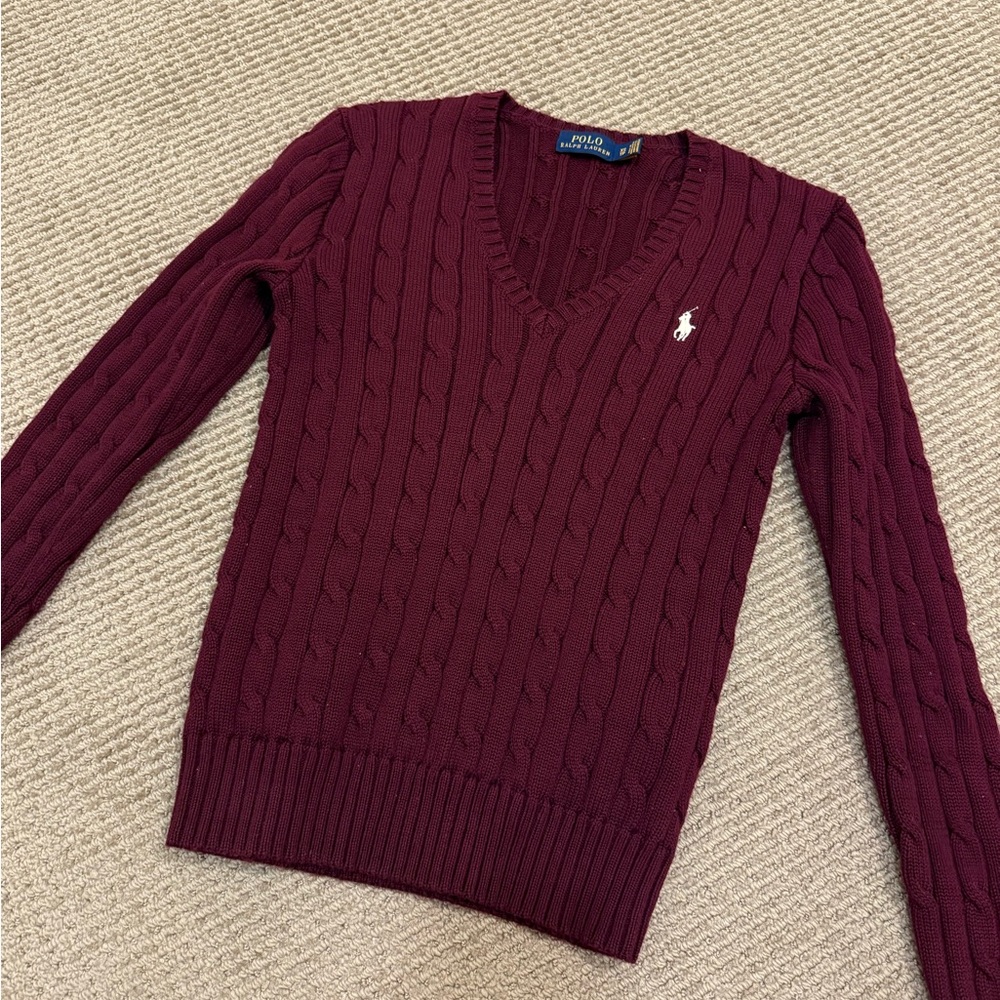 Polo Ralph Lauren Burgundy Cable Knit Sweater